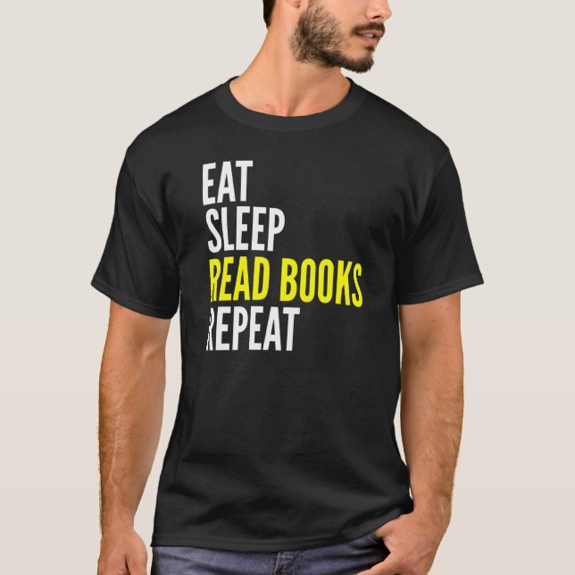 T-shirt Mangez le sommeil Lire les livres Lire à nouveau L (Devant)