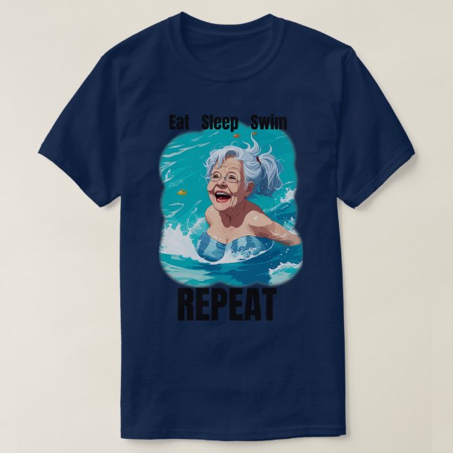 T-shirt Mangez le sommeil nager répéter (Design devant)