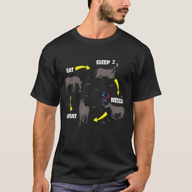 T-shirt Mangez le sommeil Nez Cheval Répétez l'élevage ani (Devant)