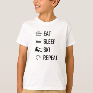 T-shirt Mangez le sommeil Ski Répéter