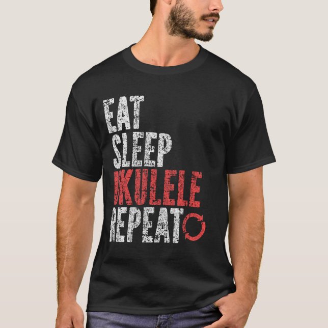 T-shirt Mangez le sommeil Ukulele Répéter (Devant)