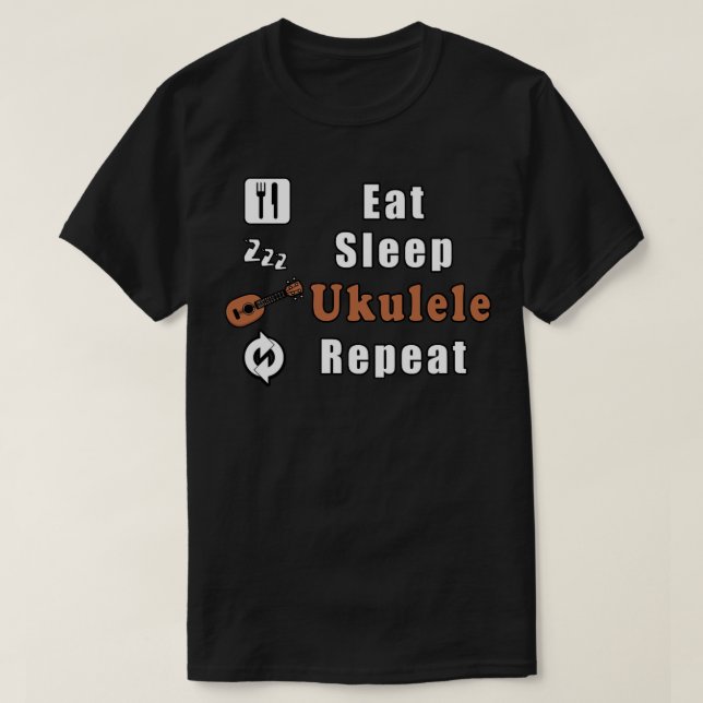 T-shirt Mangez le sommeil Ukulele Répéter (Design devant)