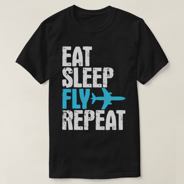 T-shirt Mangez le sommeil Vol Répéter avion Voyager Cadeau (Design devant)