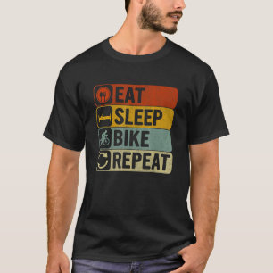 T-shirt Mangez le vélo de sommeil Répétez Retro 60s les an