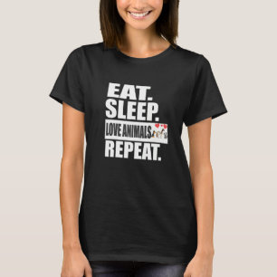 T-shirt Mangez les animaux du sommeil Répéter le chien Che