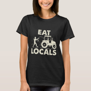 T-shirt Mangez les locaux Funny Zombie Farmer Tractor Cade