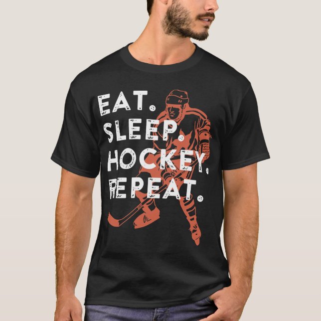 T-shirt mangez l'hockey de répétition d'hockey de sommeil (Devant)