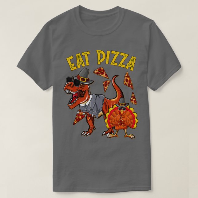 T-shirt Mangez Pizza Drôle Turquie T Rex Jeunes Thanksgivi (Design devant)