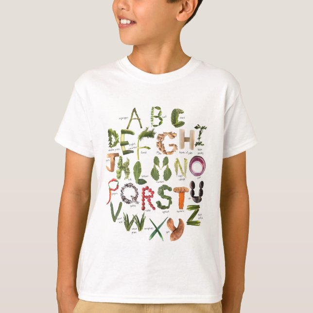 T-shirt Mangez plus de chemise Alphabet Légume (Devant)