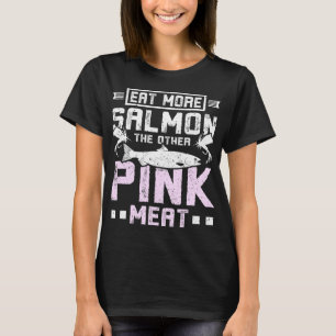 T-shirt Mangez plus saumon l'autre viande rose