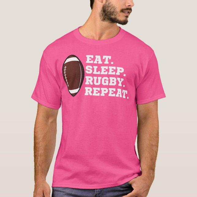 T-shirt Mangez Rugby Dormir Répéter Rugby Joueur sportif (Devant)