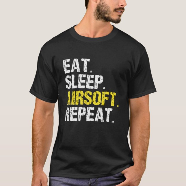T-shirt Mangez Sleep Airsoft Repeat Air Soft Drôle Cadeau  (Devant)