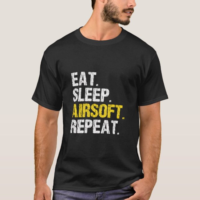 T-shirt Mangez Sleep Airsoft Repeat Air Soft Funny Cadeau (Devant)