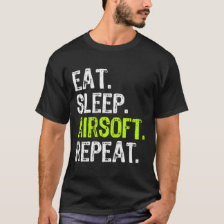 T-shirt Mangez Sleep Airsoft Repeat Funny Air Soft Cadeau