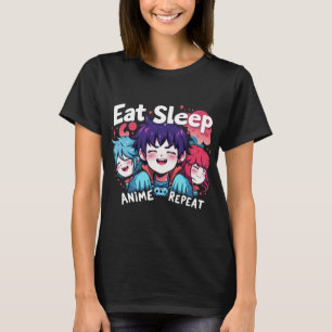 T-shirt Mangez Sleep Anime Répéter Chemises Manga Hommes F