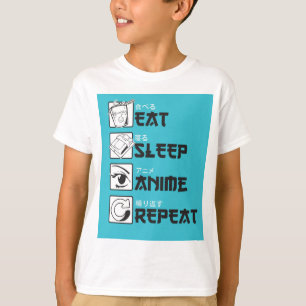 T-shirt Mangez Sleep ANIME Répéter Funny Ado Geek japonais