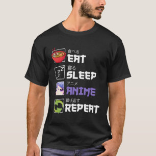 T-shirt Mangez Sleep Anime Répéter Funny Otaku Anime Kawai