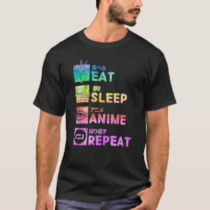 T-shirt Mangez Sleep Anime Répéter Kawaii Tie Dye Cadeaux
