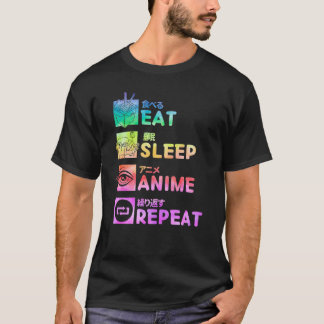 T-shirt Mangez Sleep Anime Répéter Kawaii Tie Dye Cadeaux