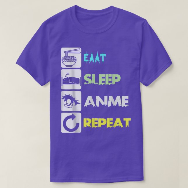 T-shirt Mangez Sleep Anime Répéter Manga Japon Dire Cospla (Design devant)