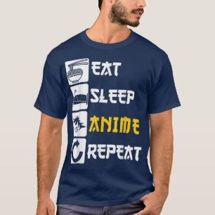 T-shirt Mangez Sleep Anime Répéter Manga Japon Dire Cospla