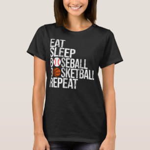 T-shirt Mangez Sleep Baseball Basketball Répéter Funny Bal