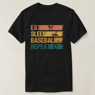 T-shirt Mangez Sleep Baseball Répéter Baseball Joueur Drôl