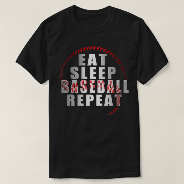T-shirt Mangez Sleep Baseball Répéter Baseball Joueur Funn (Design devant)