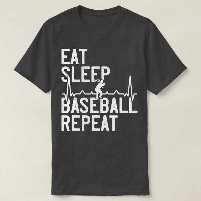 T-shirt Mangez Sleep Baseball Répéter Funny Baseball Playe (Design devant)