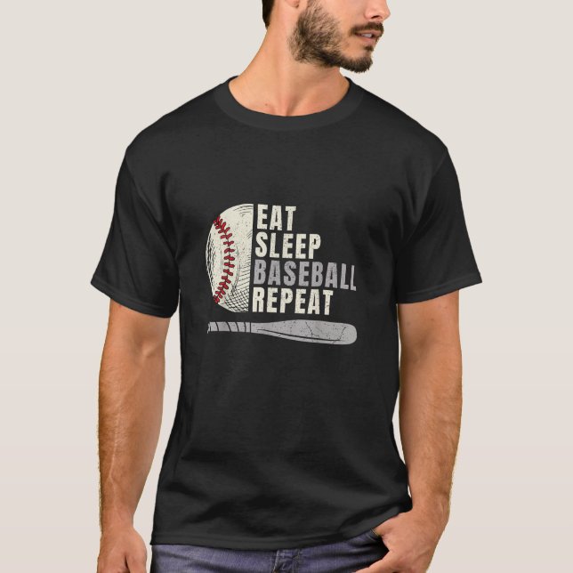 T-shirt Mangez Sleep Baseball Répéter Funny Baseball Playe (Devant)