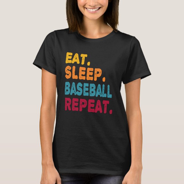 T-shirt Mangez Sleep Baseball Répéter Garçons Hommes Femme (Devant)