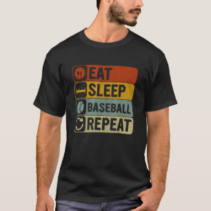 T-shirt Mangez Sleep Baseball Répéter Retro 60s les années