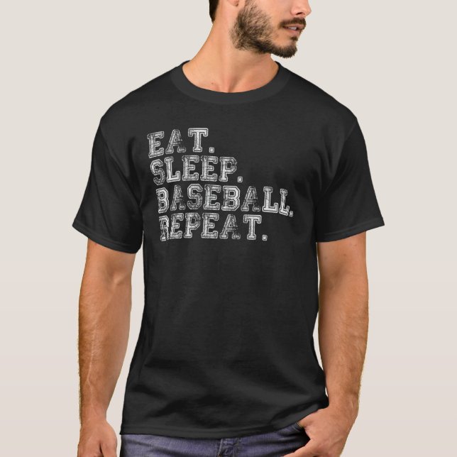 T-shirt Mangez Sleep Baseball Répétez Baseball Player Base (Devant)