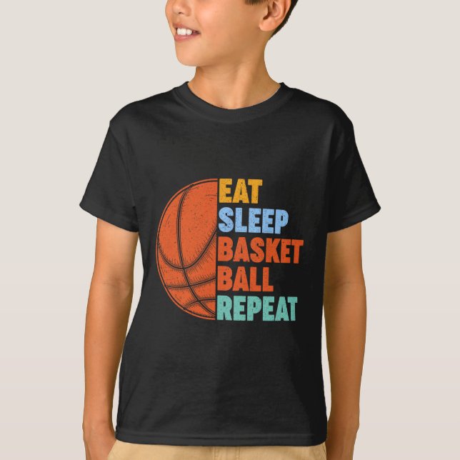 T-shirt Mangez Sleep Basketball Répéter pour hommes Ados g (Devant)
