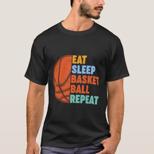 T-shirt Mangez Sleep Basketball Répéter pour hommes Ados g (Devant)
