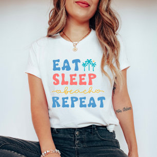 T-shirt Mangez Sleep Beach Répétez les vidéos estivales