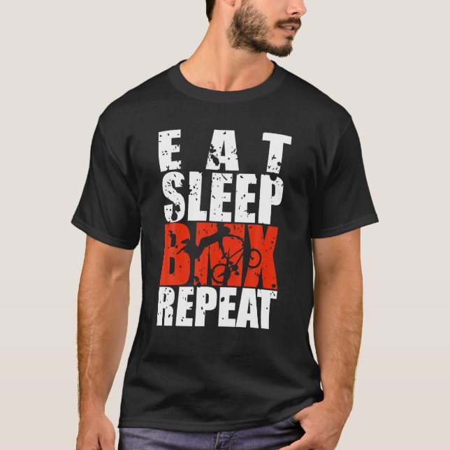 T-shirt Mangez Sleep BMX Répéter Funny Bike Racing Cadeau (Devant)