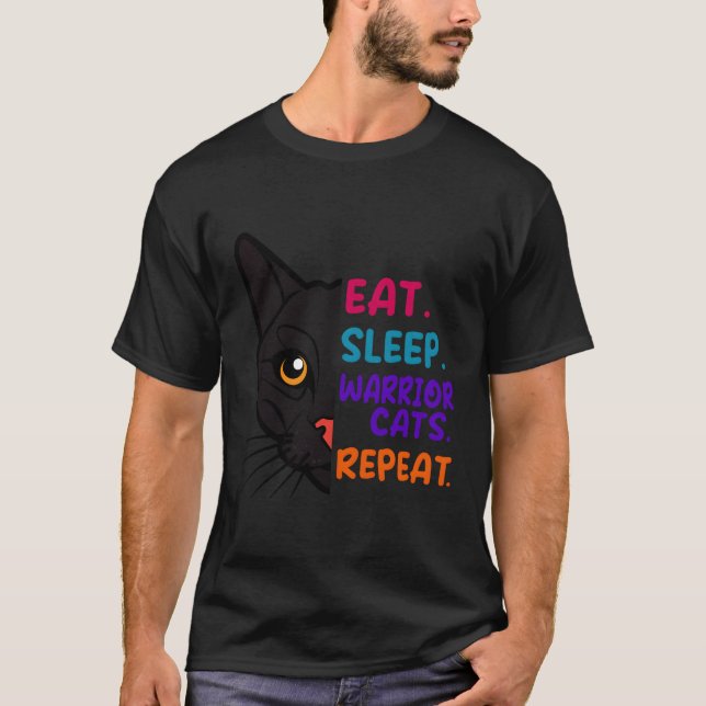 T-shirt Mangez Sleep Chat Guerrier Répéter Chat Guerrier A (Devant)