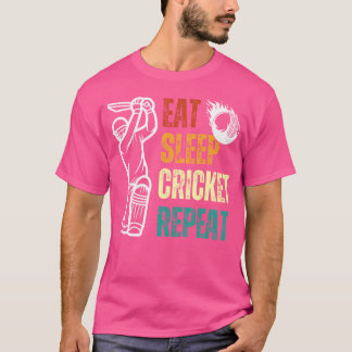 T-shirt Mangez Sleep Cricket Répéter Joueur de cricket Jeu