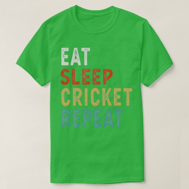T-shirt Mangez Sleep Cricket Répétez Funny Cricket Player  (Design devant)