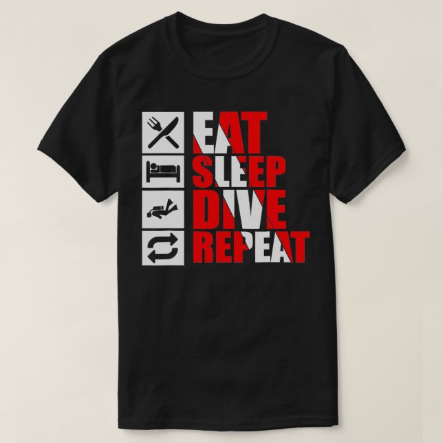 T-shirt Mangez Sleep Dive Répéter Funny Diving (Design devant)