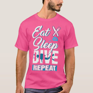 T-shirt Mangez Sleep Dive Répéter Plongée Plongée Plongée