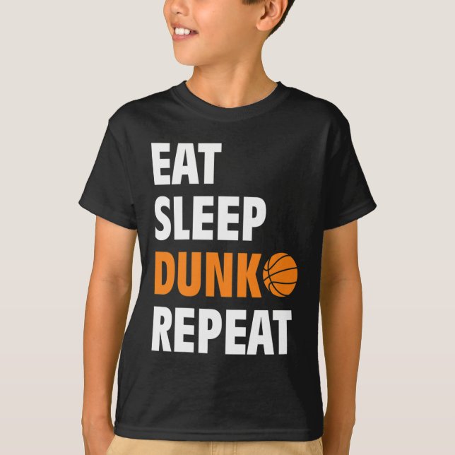 T-shirt Mangez Sleep Dunk Répétez Fun Basketball (Devant)