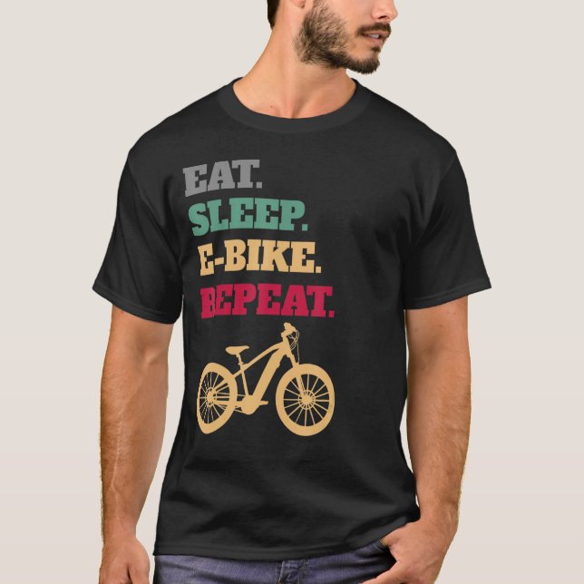 T-shirt Mangez Sleep E Vélo MTB Vélo électrique Répétition (Devant)