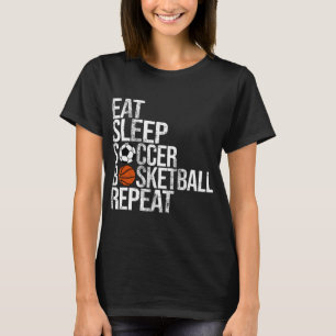 T-shirt Mangez Sleep Football Basket Répéter Fun Ball