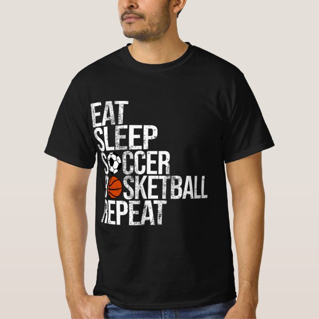 T-shirt Mangez Sleep Football Basket Répéter Fun Ball (Devant)