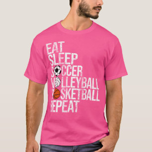T-shirt Mangez Sleep Football Volleyball Basketball Répéte
