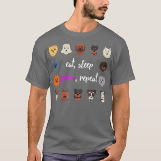 T-shirt Mangez Sleep Groom Répétez Chien Grooming Funny Ch