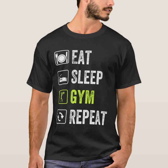 T-shirt Mangez Sleep Gym Repeat - Fitness (Devant)