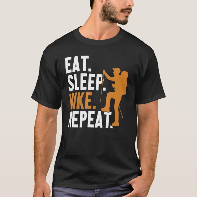 T-shirt Mangez Sleep Hike Répéter Extérieur Wander Backpac (Devant)